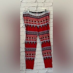 Victoria's Secret Red Fair Isle Print Pajama Leggings Size XL